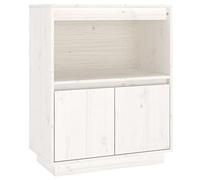 vidaXL Solid Wood Pine Sideboard Wooden Storage Side Cabinet Highboard Cupboard Home Organiser Indoor Living Room Furniture with Door White