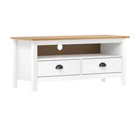 vidaXL Solid Wood Pine TV Cabinet Hill White 110x40x47 cm Media Unit TV Stand
