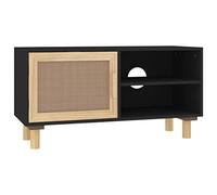 vidaXL Solid Wood Pine TV Cabinet Wooden Sideboard Entertainment Centre TV Console Media Unit HiFi Stereo Cabinet Black 80x30x40 cm Natural Rattan