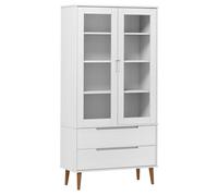 vidaXL Solid Wood Pine Vitrine Cabinet MOLDE White Book Shelf Storage Rack