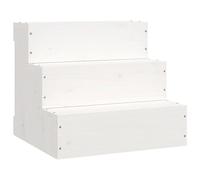 vidaXL Solid Wood Pine White Pet Stair for Small/Elderly Dogs and Cats - 40x37.5x35 cm Easy-Access Furniture for Bedroom/Living Room