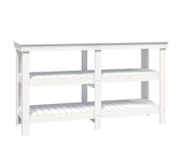 vidaXL Work Bench White 142.5x50x80 cm Solid Wood Pine