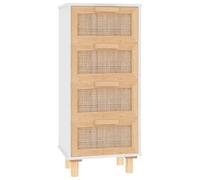 vidaXL Sideboard White 40x30x90 cm Solid Wood Pine and Natural Rattan UK NEW
