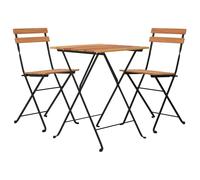 vidaXL Solid Wood Teak Folding Bistro Set 3 Piece Steel Garden Table and Chair