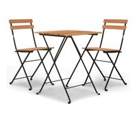 vidaXL Solid Wood Teak Folding Bistro Set 3 Piece Steel Garden Table and Chair