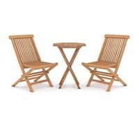 vidaXL Solid Wood Teak Garden Dining Set 3 Piece Wooden Dining Table and Chair
