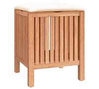vidaXL Solid Wood Walnut Bathroom Stool 40.5x40x52 cm Shower Stool Laundry Bin