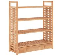 vidaXL Solid Walnut Wood Shoe Rack with Drawer - ic Farmhouse Style Hallway Footwear Storage Shelf, Easy to Move