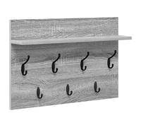vidaXL Sonoma Grey Engineered Wood Wall Mounted Coat Rack, 60 x 40 x 12 cm, Modern Space Saving Design, Includes Hooks and Shelves for Interior, Durable