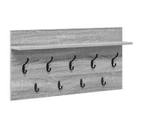 vidaXL Sonoma Grey Wall Mounted Coat Rack 80 x 40 x 12 cm in Reconstituted Wood, Modern Style, with Hooks and Shelves, Ideal for Indoors, Easy to Install and Super Practical for the Hallway