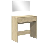 vidaXL Sonoma Oak Dressing Table with Mirror - Modern Vanity Desk for Makeup and Jewellery Storage (80x39x80 cm)