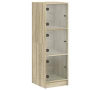 vidaXL Sonoma Oak Highboard with Glass Doors - Engineered Wood Storage Cabinet, 35x37x109 cm, for Living/Bedroom Display