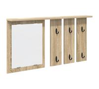 vidaXL Sonoma Oak Wall Mounted Coat Rack, 85 x 10 x 45 cm. Made of reconstituted wood, with a matte finish and a modern style. It has shelves and hooks super convenient for entryway,
