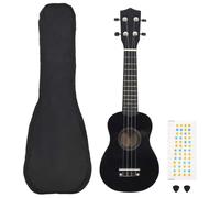 vidaXL Soprano Ukulele Set with Bag for Kids Musical String Instrument with Picks Music Scale Professionals Amateurs Basswood Black 23 Inch