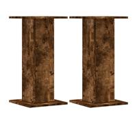 vidaXL Speaker Stand 2 pcs - Smoked Oak Engineered Wood - Hollow Fillable Design - 60 cm Height - 60 kg Load Capacity