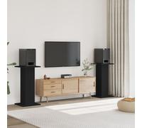 ** vidaXL Speaker Stands HiFi Floor Stand Set - 2 pcs - Black - Engineered Wood - 80cm Height - Supports Up to 60kg - Large Top Surface - Sand Fillable Hollow Design