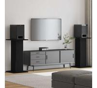VidaXL Speaker Stands 2 Pcs Black Oak 30 X 30 X 60 Cm Engineered Wood