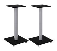 Vidaxl Speaker Stands 2 Pcs Black&silver Tempered Glass 1 Pillar Design