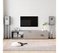 vidaXL Speaker Stands 2 pcs Black&Silver Tempered Glass 4 Pillars Design