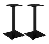 vidaXL Speaker Stands 2 pcs Black Tempered Glass 1 Pillar Design