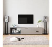 (black) vidaXL Speaker Stands Holder Speaker Rack 2pcs Tempered Glass 3 Pillars Design