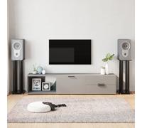 (black) vidaXL Speaker Stands Speaker Floor Stand 2pcs Tempered Glass 4 Pillars Design