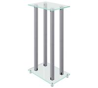 (black) vidaXL Speaker Stands Speaker Floor Stand 2pcs Tempered Glass 4 Pillars Design