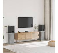 vidaXL Speaker Stands - Floor Stand 2 pcs Concrete Grey Engineered Wood - 60 cm Tall - Max Load 60 kg - Top Plate 30x30 cm - Sand-Fillable Hollow Design