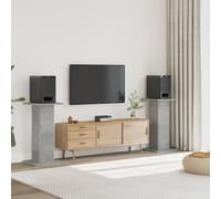 vidaXL Speaker Stands - Engineered Wood, Concrete Grey, 80 cm Tall, 30 x 30 cm Top Plate, 60 kg Capacity, Set of 2