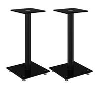 vidaXL Speaker Stands 2 Pcs Black Tempered Glass 1 Pillar Design