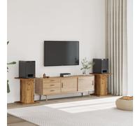 vidaXL HiFi Speaker Stands - Floor Stand 60cm - Old Wood, Engineered Wood, Hollow Design, 60kg Load Capacity - 2pcs