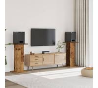 vidaXL Speaker Stands - HiFi Floor Stand - Old Wood Engineered - Adjustable Height - Set of 2-95 cm Tall - Brown - Sturdy and Stable - Home Audio Essentials