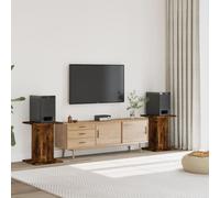 vidaXL Speaker Stand 2 pcs - Smoked Oak Engineered Wood - Hollow Fillable Design - 60 cm Height - 60 kg Load Capacity