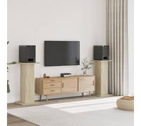 vidaXL Speaker Stands 2 pcs - Sonoma Oak - Engineered Wood - Floor Stand 95 cm Height - Sand Fillable - 60 kg Load Capacity