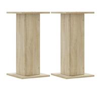 vidaXL Speaker Stands - Floor Stands 2 pcs Sonoma Oak Engineered Wood, 60 cm Height, 60 kg Capacity, Fillable Hollow Design for Vibration Reduction