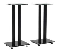2x Speaker Stands Tempered Glass 1/2 pillars Design Holder Black/Silver vidaXL