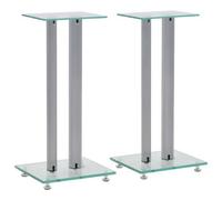 Vidaxl Speaker Stands 2 Pcs Tempered Glass 2 Pillars Design Silver