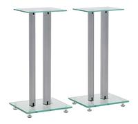 vidaXL Speaker Stands 2 pcs Tempered Glass 2 Pillars Design Silver