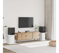 vidaXL Speaker Stands HiFi Floor Stand - Set of 2, White Engineered Wood, 40 cm Height, Hollow Design for Sand Filling, 60 kg Max Load Capacity