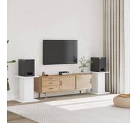 vidaXL Speaker Stands - White Engineered Wood - 60cm Height - Sturdy Base - Supports Up to 60kg - Pair of Floor Speaker Stands - Upgrade Your Audio Setup