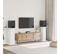 vidaXL Speaker Stands HiFi Floor Stands - White Engineered Wood - 30 x 30 cm Top Plate - 80 cm Height - Max Load 60 kg - 2 Piece Set