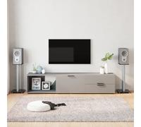 vidaXL Speaker Stands 2pcs Black&Silver Tempered Glass 2 Pillars Design