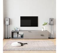 vidaXL Speaker Stands 2Pcs Black&silver Tempered Glass 3 Pillars Design, Black