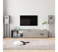 vidaXL Speaker Stands 2pcs, Speaker Floor Stand for Home, Bookshelf Speaker for Studio Monitor, Modern Style, Silver Tempered Glass 4 Pillars Design