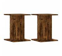 vidaXL Speaker Stands Floor Stand Pair - Smoked Oak Wood, 30x30 cm Top Plate, Hollow Design for Sand Filling, Stable and Durable for Enhanced Audio