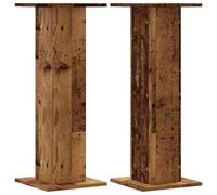 vidaXL Speaker Stands - HiFi Floor Stands, Old Wood Engineered, 80cm Tall, Set of 2, Brown, Hollow Design, Large Top Plate, Sand Fillable, 60kg Max Load Capacity
