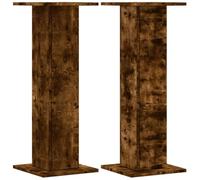 vidaXL Speaker Stands - Smoked Oak Engineered Wood - Floor Mount - 80 cm Tall, 30 x 30 cm Top Plate, Load Capacity 60 kg, Hollow Fillable Stand for Enhanced Stability - Pair