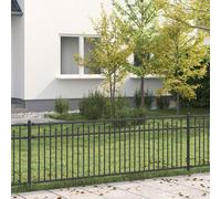 Spike Fence Black 200x110cm Powder-Coated Steel Panel Modern DIY Barrier Outdoor