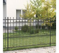 Spike Ring Fence Black 200x166cm Powder-Coated Steel Modern Garden Barrier Panel