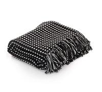 vidaXL Black Throw Blanket 125x150 cm - Soft 100% Cotton Squares Blanket - Machine Washable Plaid Blanket with Tassels - Versatile Armchair Throw, Sofa Throw, Bed Throw